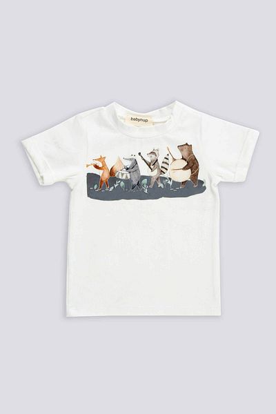 babynup Crew Neck Printed Sleeve Curling T-Shirt Baby - Kids