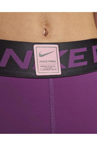 Nike Training Pro Dri Fit Grappic Mid Rise Leggings Purple Toparlaycı Kadın Antrenman Taytı Mor