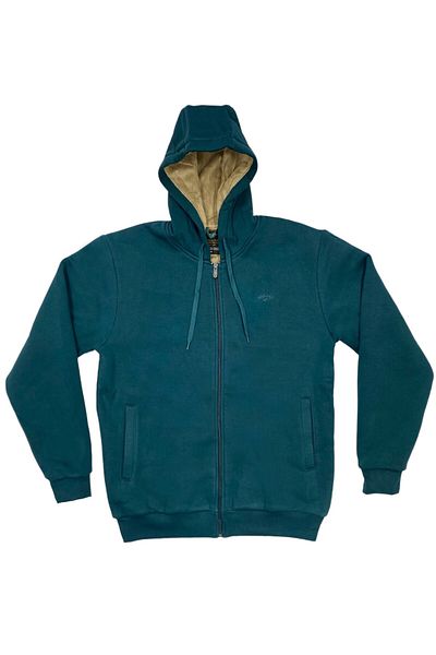 Masimar Men's Hooded Fur Lined 3 Thread Inner Pocket Sweatshirt Coat