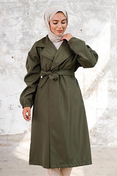 Bestenur Aylen Belted Trench Coat 1240 - Khaki