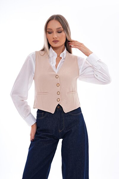 ŞİMAL Жіночий жилет із застібкою на ґудзиках 245289 -