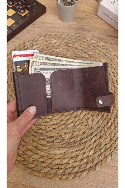 GoGoPlus Boise Crayze Unisex Genuine Leather Mechanized Wallet - Brown