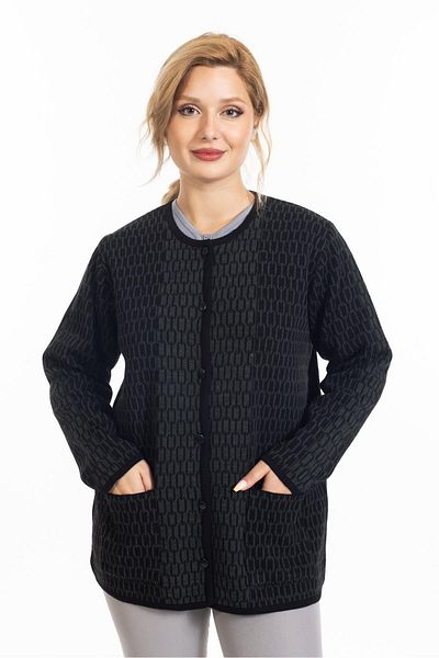 Mutlu City New Season Women's Knitwear Knitted Tight Woven Buttoned Chain Patterned Mother Winter Cardigan 8086