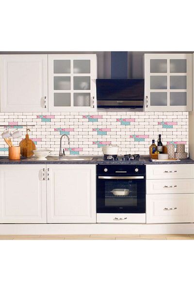 Bigaimaj 60cmx100cm Τούβλο Floral - Αυτοκόλλητο Φύλλο Επικάλυψη Κουζίνας Πάγκος