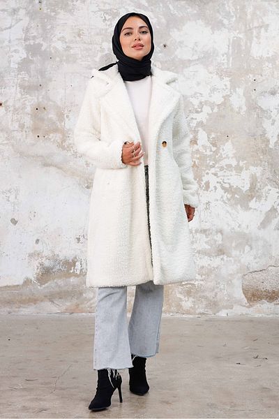 Bestenur Duha Hijab Λούτρινο Καπάκι 1218 - Λευκό