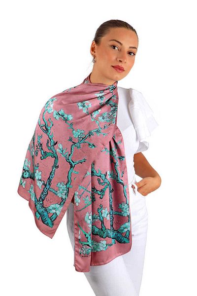 Bursa İpek Dried Rose Almond Flower Silky Scarf