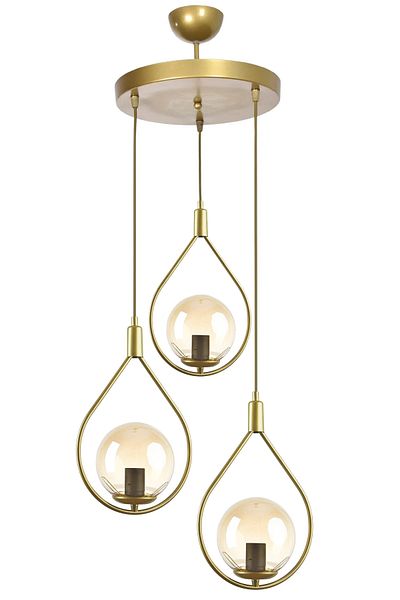 Modavize Deco Modern Design Cafe - Kitchen - Living Room - Living Room Antique Color Honey Glass 3-Piece Chandelier
