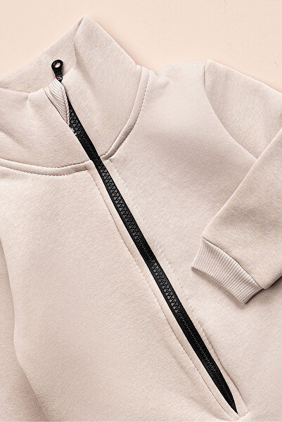 Beniizle Children's Winter 3 Thread Raised Zippered Jumpsuit