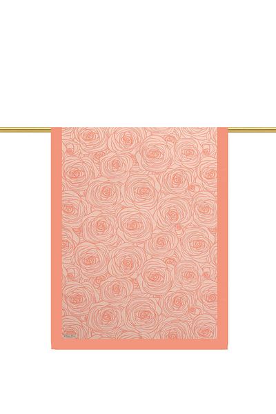 Bursa İpek Şal de mătase din twill cu model Salmon Rosa