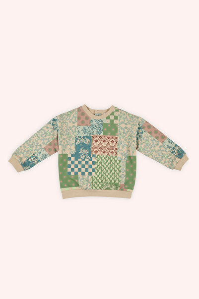 Panço Erkek Bebek Baskılı Bej Sweatshirt