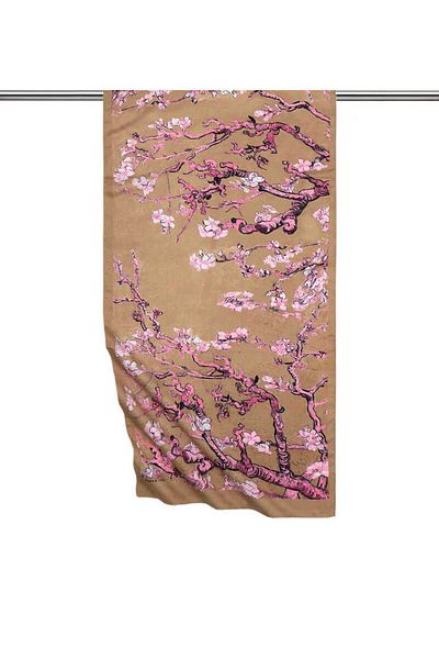 Bursa İpek Dark Mustard Almond Flower Silky Scarf