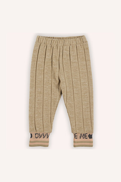 Panço Kız Bebek Triko Bant Detaylı Bej Tayt