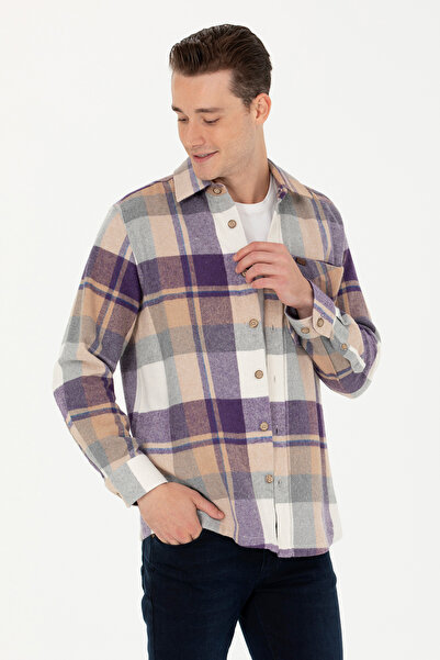 U.S. Polo Assn. Ανδρικό πουκάμισο Lumberjack Camel 50277955-VR015