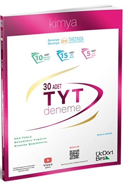 Üç Dört Beş Yayıncılık KİMYA DENEME TYT 30LU GÜNCEL BASKI İADESİZ