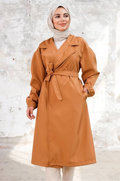Bestenur Aylen Belted Trench Coat 1240 - Tan