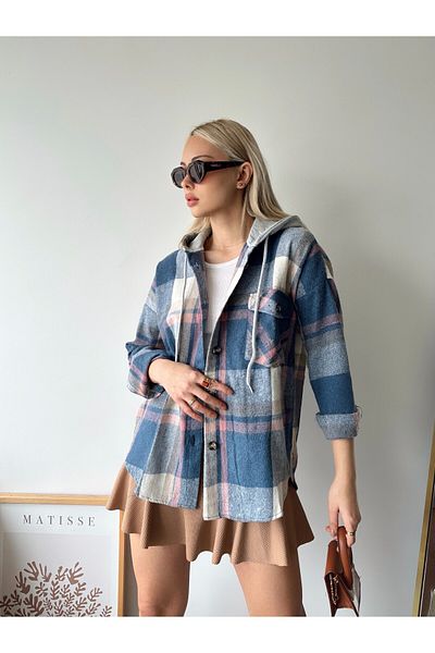 MAMAYAGA Cămașă de damă cu model curbat, colorată, lumberjack, supradimensionată, de dimensiuni mari