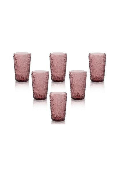 Lucky Art Celia 6-Piece Pink Glass Soft Drink Set