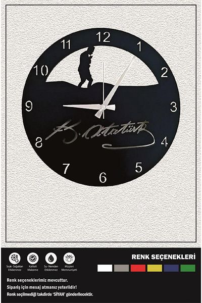 Ecce Wooden Wall Clock Kemal Atatürk Signed