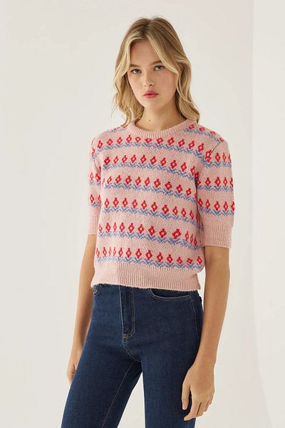 Hiccup Pulover de tricotaj cu mânecă scurtă cu model