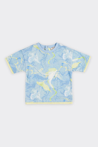 Panço Erkek Çocuk Baskılı Mavi Tişört