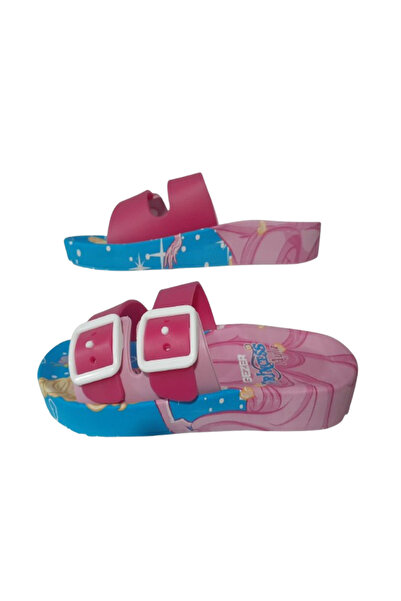 GEZER Kız Çocuk Açık Pembe-Mavi Ayla Prenses Figürlü Kaymaz Taban Terlik Gezzer140-33