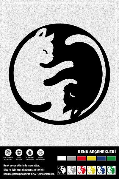 Ecce AUTOCOLLANT CAT YING YANG 20 x 20 cm