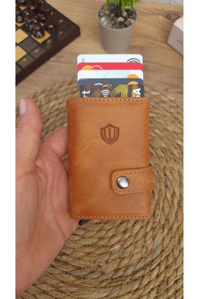 GoGoPlus Boise Crayze Unisex Tan Wallet - Genuine Leather and Mechanism