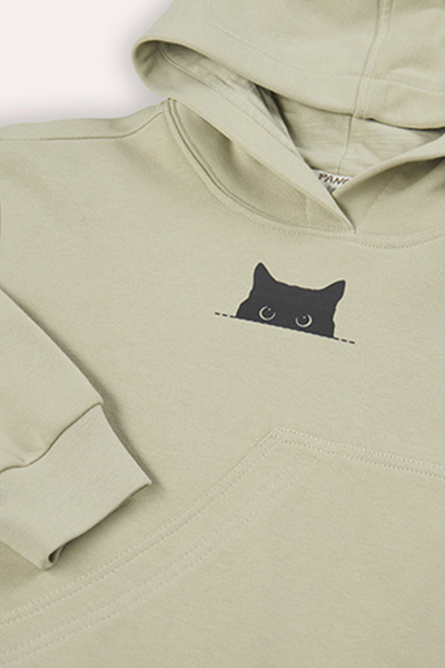 Panço Erkek Çocuk Cep Detaylı Kapüşonlu Yeşil Sweatshirt