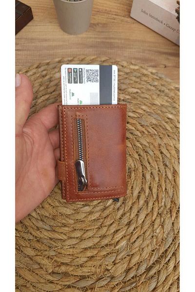 GoGoPlus Boise Crayze Unisex Camel Wallet - Genuine Leather and Mechanism