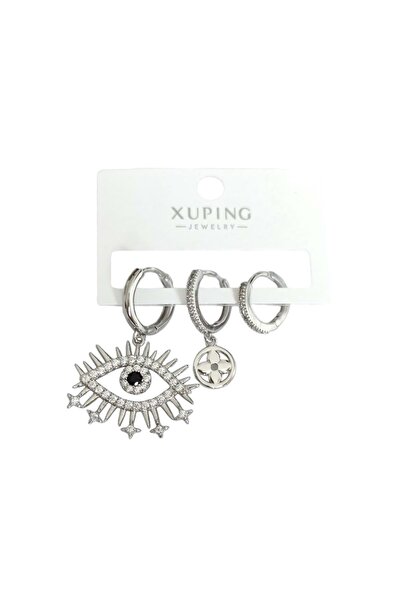 Güler Yüzlü Silver حلق حلقي كبير للعين من XUPING - أبيض