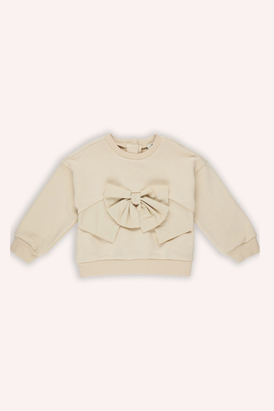 Panço Kız Bebek Fiyonk Detaylı Bej Sweatshirt