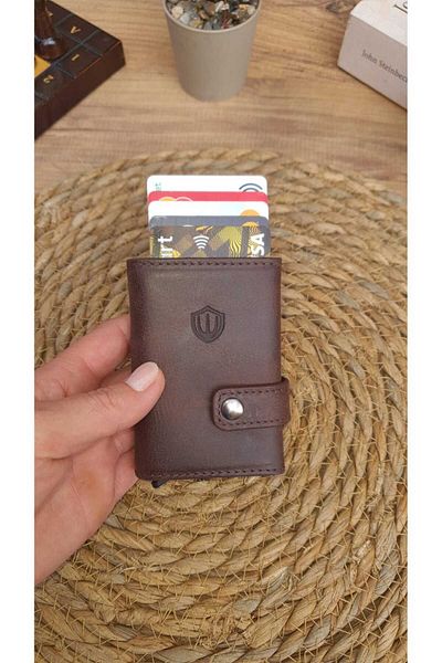 GoGoPlus Boise Crayze Unisex Genuine Leather Mechanized Wallet - Brown