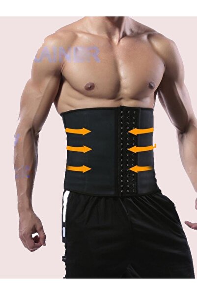 MİSTİRİK Tvigoso Model Sırt Destekleyici Bel Ve Karın Düzenleyici 4 Kancalı Spor Latex Korse Siyah Renk