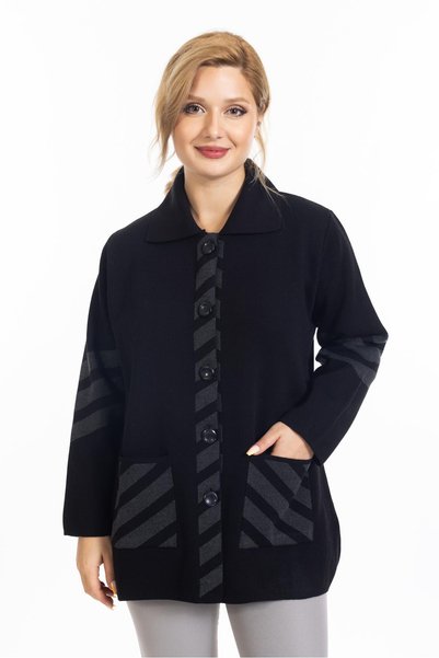 Mutlu City Women's Middle-Aged and Above Knitwear Knitted Tight Woven Buttone...