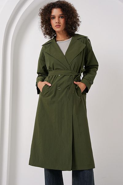 Bigdart 5936 Zweireihiger Trenchcoat mit Kragen – Khaki