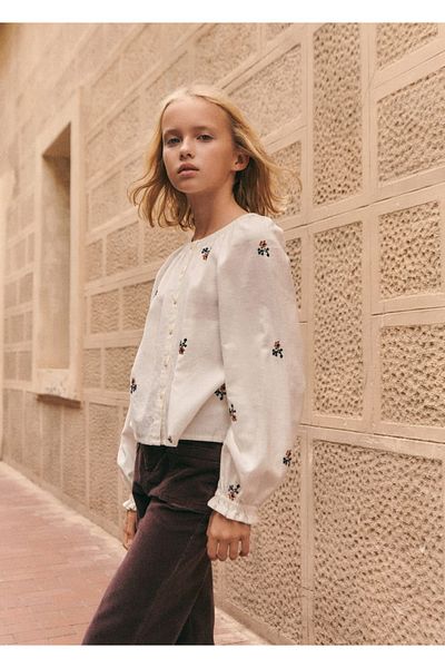 MANGO Kids Μπλούζα με κέντημα λουλουδιών