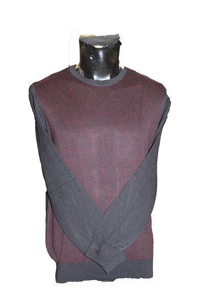 Diandor Men's Crew Neck Knitwear Sweater 2325073   - Claret Red