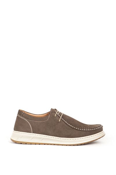 Dericlub Ανδρικά ορθοπεδικά παπούτσια Comfort - Lace-up, Real Leather W500 Nubuck Khaki