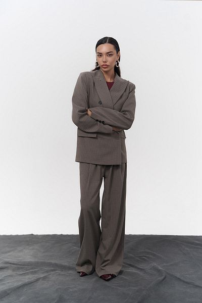 MAİ COLLECTİON Bianda Striped Smoked Blazer