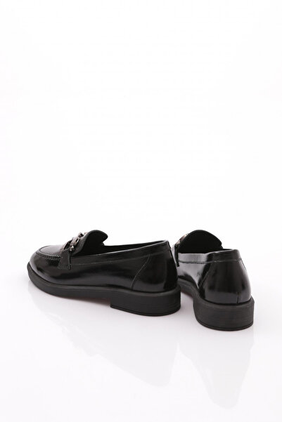 DGN Kadın Aksesuarlı Loafer Ayakkabı Siyah Rugan 8172678