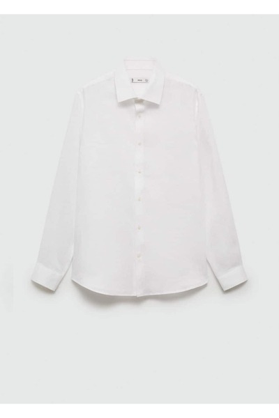 MANGO Man %100 keten regular kesim gömlek