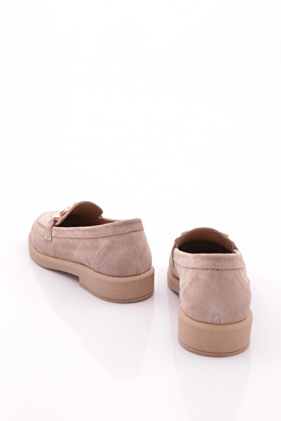 DGN Kadın Aksesuarlı Loafer Ayakkabı Bej Süet 8172678