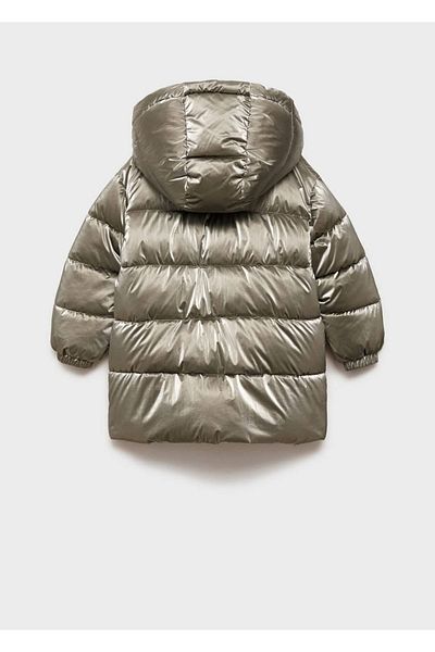 MANGO Kids Anorak matlasat - Glugă din blană artificială