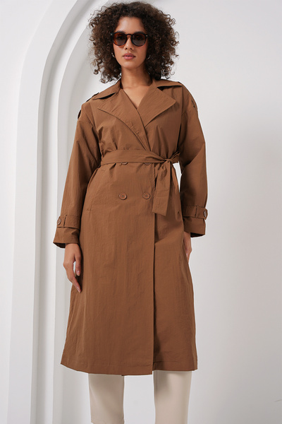 Bigdart 5936 Double Breasted Collar Trench Coat - Tan