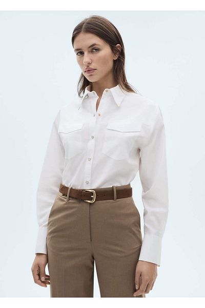 MANGO Woman Cămașă cu detalii metalice