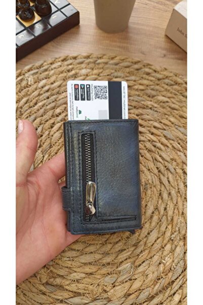 GoGoPlus Boise Crayze Unisex Gray Genuine Leather Mechanized Wallet - Batik