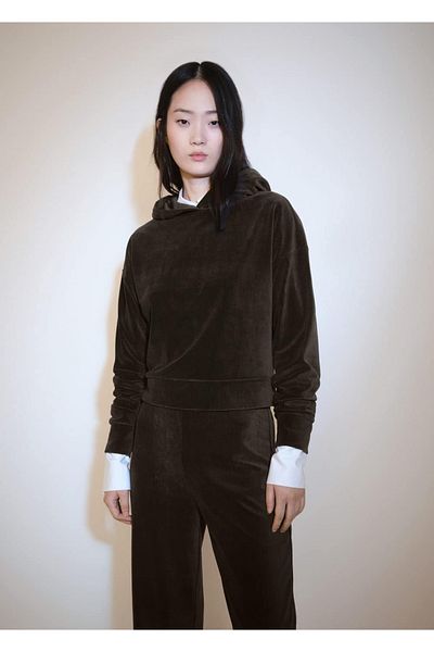 MANGO Woman Corduroy Hooded Blouse