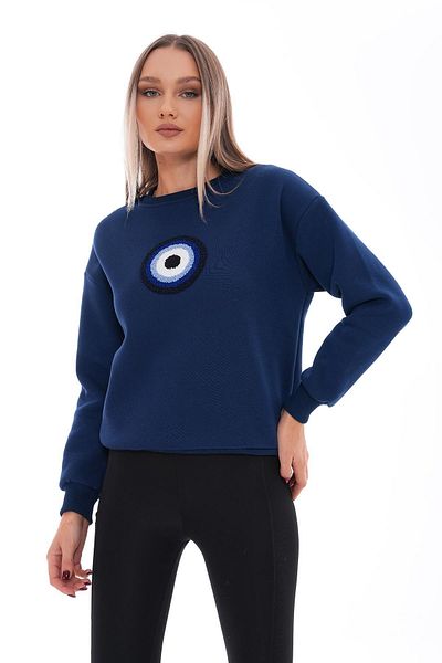 ŞİMAL Women's Evil Eye Bead Embroidered Three Thread Sweatshirt 245310   -