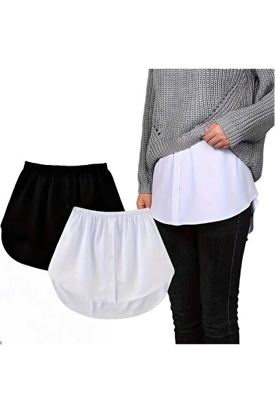 MODAALFABE طقم نصف قميص أبيض وأسود وتنورة مزدوجة مزخرفة