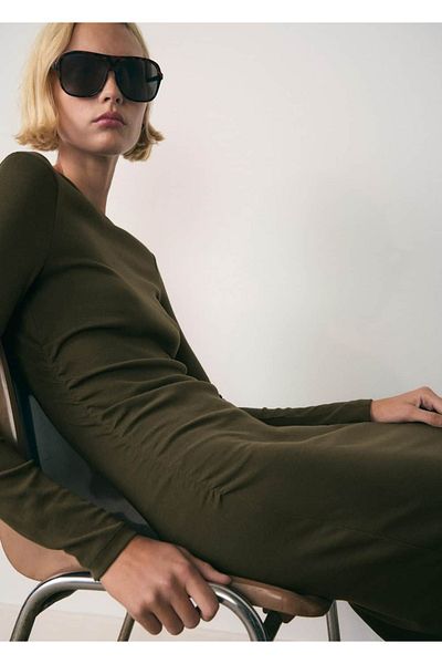 MANGO Woman Βαμβακερό μίντι φόρεμα